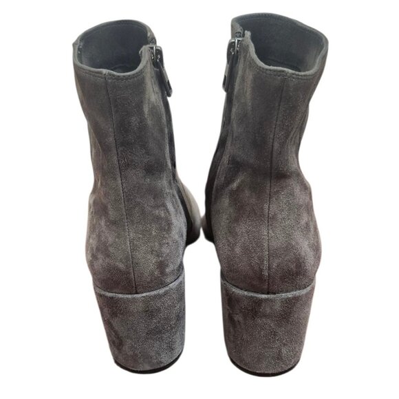 Vince Gray Suede Ankle Boots Women’s Size 9M EUR 39 Block Heel Zip Booties - Picture 8 of 14